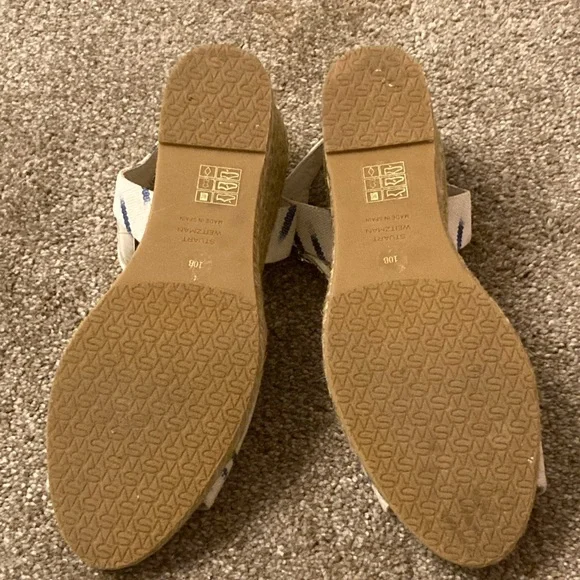 Stuart Weitzman Tia Espadrille Wedges in Natural/ Indigo Size: 10 B NWOB - Picture 11 of 11